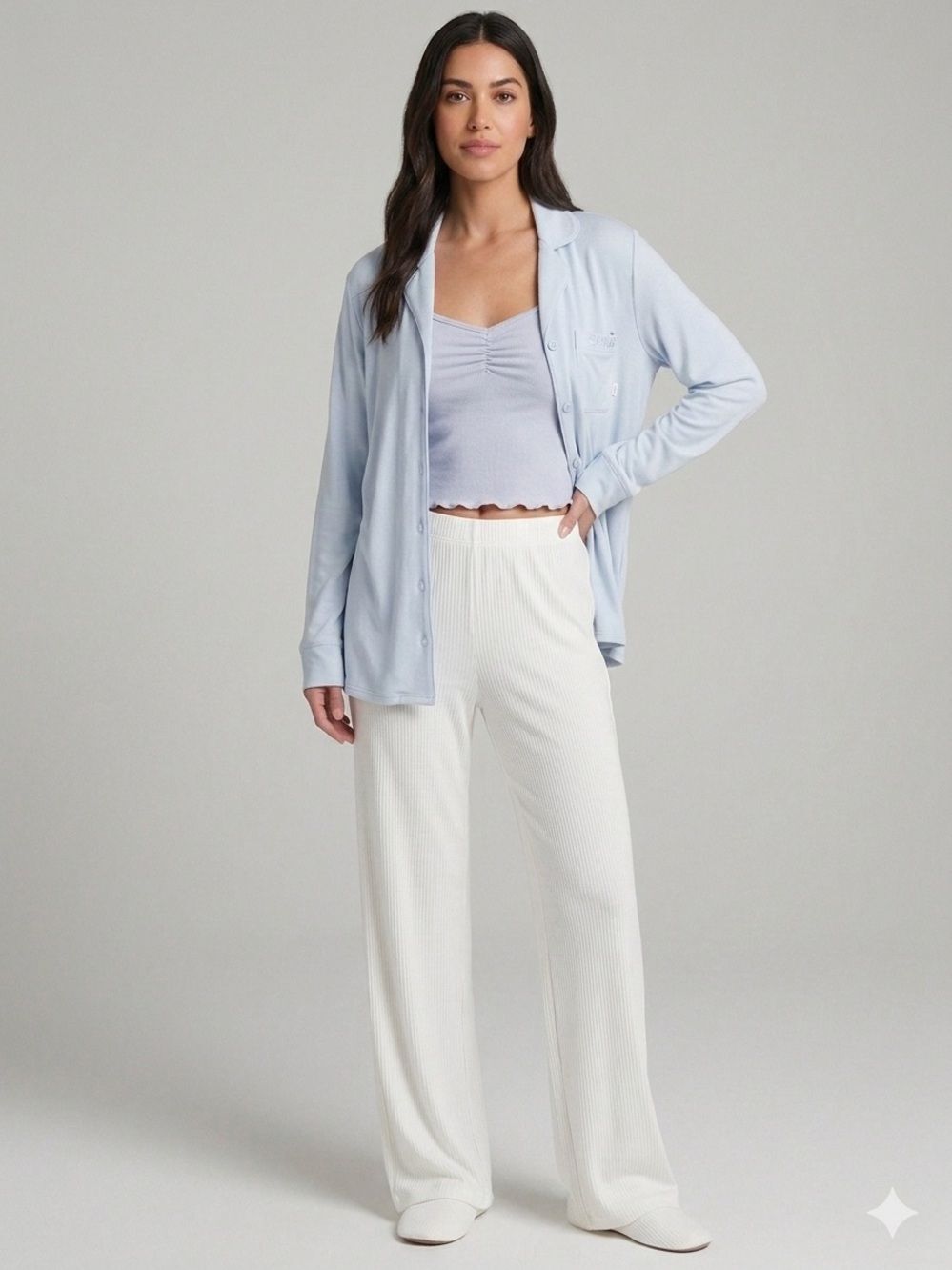 NWT SKIMS Zen Blue Sleep Shirt | Button-Down Loungewear | Size M - Picture 4 of 7